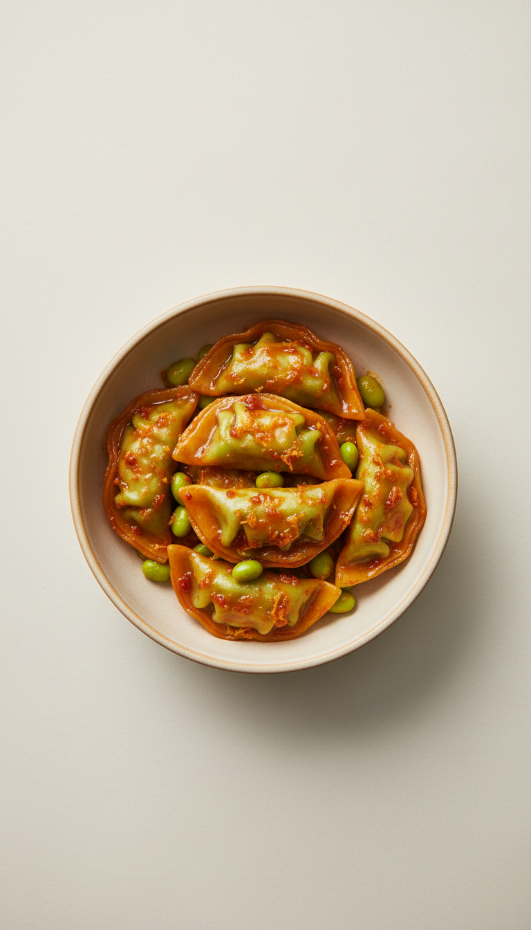 Spicy Tangerine Edamame Dumplings